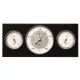 Stație meteo Fischer 9103S-06, barometru, higrometru și termometru, alamă și lemn negru, 28 x 12,5 cm
