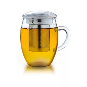   Pahar pentru ceai Creano All-in-One, 400 ml, cu infuzor din inox si capac din sticla