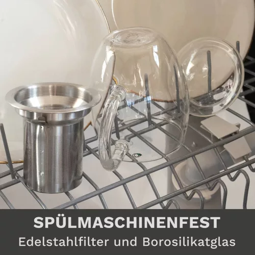 Pahar pentru ceai Creano All-in-One, 400 ml, cu infuzor din inox si capac din sticla