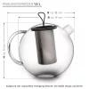 Ceainic din sticla Creano Jumbo, 1 L, cu infuzor din inox, capac, sistem all-in-one