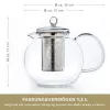 Ceainic din sticla Creano All-in-One, 1,3 L, cu infuzor din inox si capac, anti-picurare