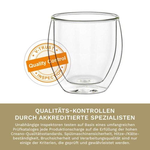 Set 4 pahare espresso termice Creano, 100 ml, sticla borosilicata, perete dublu