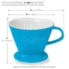 Filtru cafea Creano din portelan, marimea 4, pentru filtre 1x4, baza stabila, albastru