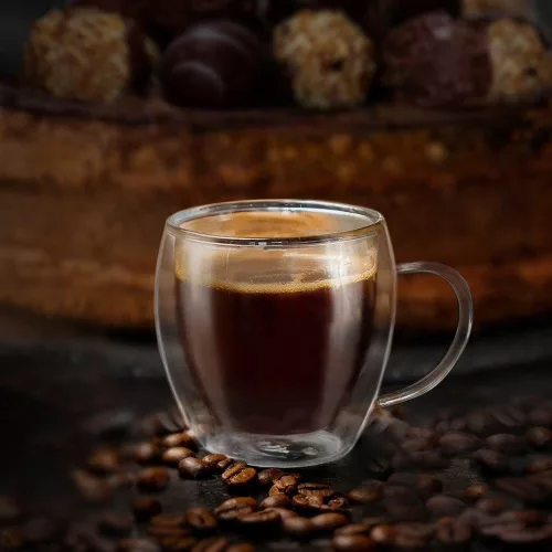 Set 6 cesti espresso termice Creano DG-BH, 100 ml, sticla borosilicata, perete dublu