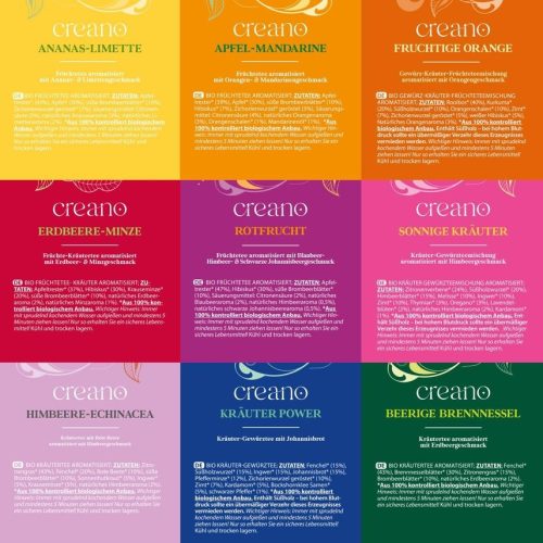 Set cadou ceai de fructe si plante Creano, 27 plicuri (9 varietati), 54 g, fara cofeina