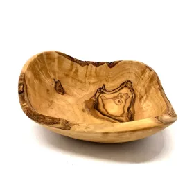  Bol rustic oval din lemn de maslin, 12-14 cm, pentru gustari si servire
