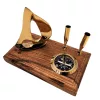 Busolă Giftdeco BCPH103, alamă și lemn, 14 x 17,5 x 9,5 cm, stil retro, nautic