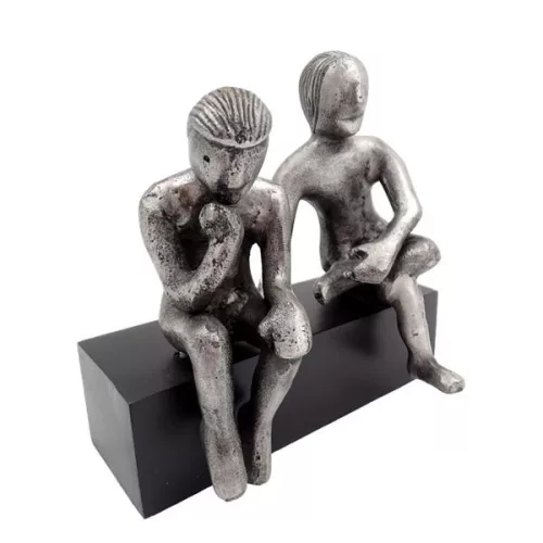 Figurină decorativa Divine Dekor, aluminiu și lemn, înălțime 18 cm, stil modern