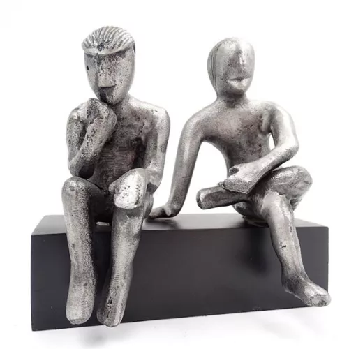 Figurină decorativa Divine Dekor, aluminiu și lemn, înălțime 18 cm, stil modern