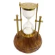 Clepsidră Giftdeco TMR-0200, alamă, sticlă și lemn, înălțime 20 cm, diametru 14,5 cm, stil vintage, colonial, clasic