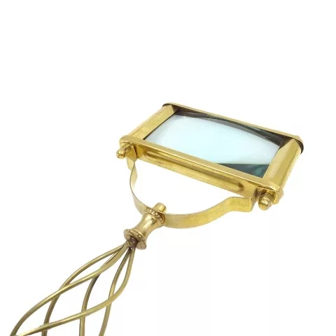 Lupă Giftdeco, alamă și sticlă, lățime 12 cm, lungime 27,5 cm