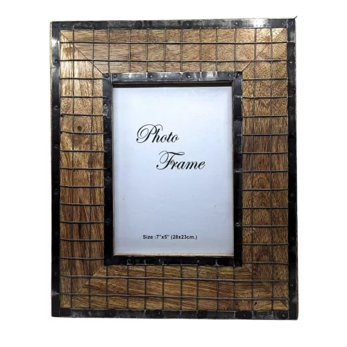 Ramă foto Giftdeco A-1639, pentru fotografie 13 x 18cm, lemn de mango și metal, 28 x 22,5 cm