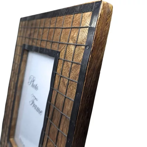 Ramă foto Giftdeco A-1639, pentru fotografie 13 x 18cm, lemn de mango și metal, 28 x 22,5 cm