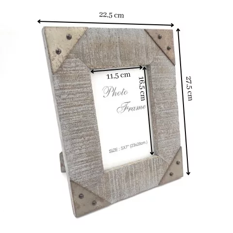 Ramă foto Giftdeco, pentru fotografie 10 x 15cm, lemn de mango și metal, 27,5 x 22,5 cm