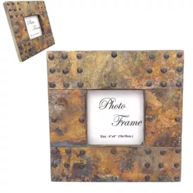  Ramă foto Giftdeco A-1106, lemn de mango și metal, fotografie 10 x 10 cm, ramă 20 x 20 cm, stil vintage