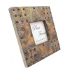 Ramă foto Giftdeco A-1106, lemn de mango și metal, fotografie 10 x 10 cm, ramă 20 x 20 cm, stil vintage