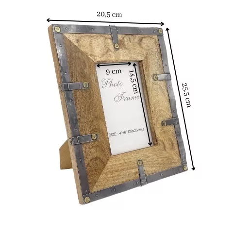 Ramă foto Giftdeco, pentru fotografie 10 x 15cm, lemn de mango și metal