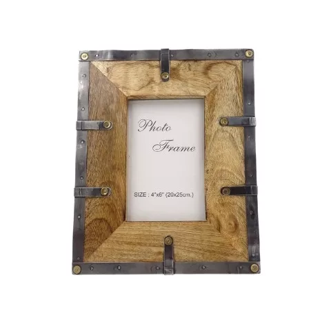 Ramă foto Giftdeco, pentru fotografie 10 x 15cm, lemn de mango și metal