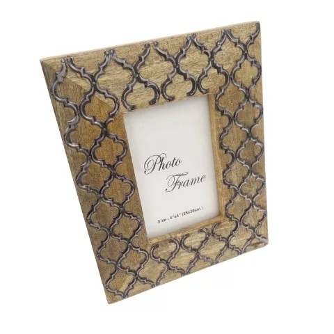 Ramă foto Giftdeco A-1133, pentru fotografie 15 x 10cm, lemn de mango și metal