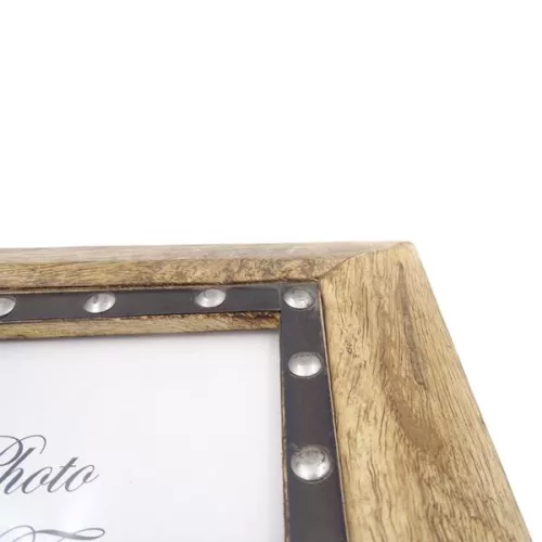 Ramă foto Giftdeco, pentru fotografie 18 x 13cm, lemn de mango și metal