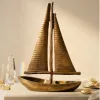Machetă navala Giftdeco N-3670, aluminiu, înălțime 38 cm, lățime 28 cm, stil nautic, minimalist, modern