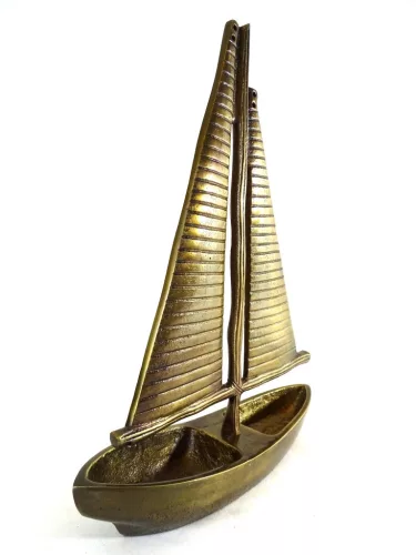 Machetă navala Giftdeco N-3670, aluminiu, înălțime 38 cm, lățime 28 cm, stil nautic, minimalist, modern