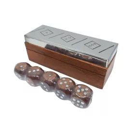   Joc cu zaruri Giftdeco G1117, metal și lemn, 12,5 x 4,5 x 4,5 cm, stil minimalist