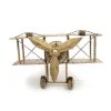 Machetă avion Giftdeco NC1389, alamă și metal, 17 x 17,50 x 11,5 cm, stil retro