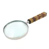 Lupă Giftdeco NC1099A, alamă, sticlă și os, lungime 24,5 cm, diametru 10 cm, stil colonial