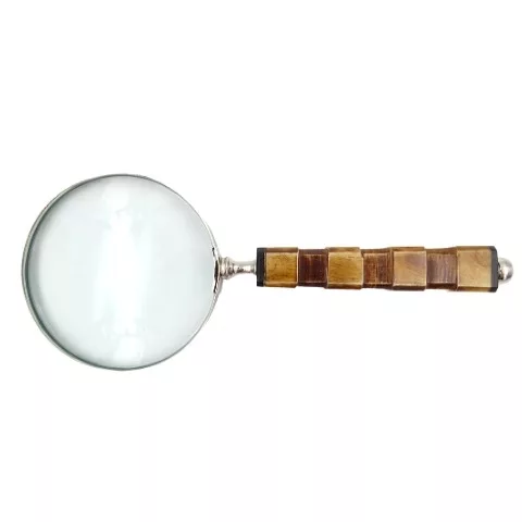 Lupă Giftdeco NC1099A, alamă, sticlă și os, lungime 24,5 cm, diametru 10 cm, stil colonial