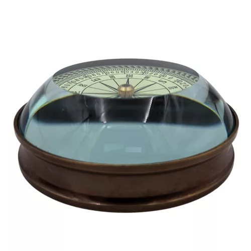 Busolă Giftdeco NC2511, alamă și sticlă, 8 x 8 x 2,70 cm, stil nautic