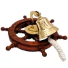 Timonă decorativa Giftdeco NC2356A, alamă și lemn, diametru 10 cm, stil nautic