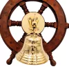 Timonă decorativa Giftdeco NC2356A, alamă și lemn, diametru 10 cm, stil nautic