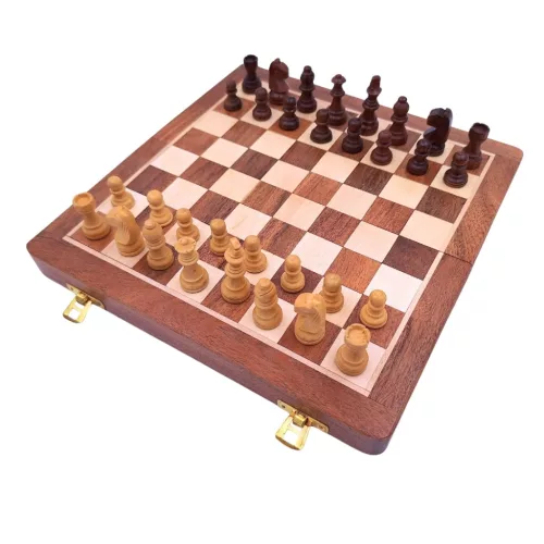 Set sah magnetic Giftdeco G614, palisandru indian si alama, 30 x 30 cm