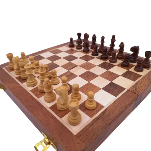 Set sah magnetic Giftdeco G614, palisandru indian si alama, 30 x 30 cm