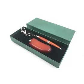 Set bricheta și pix Giftdeco G069C, lemn de mahon și metal