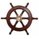 Timonă decorativa Giftdeco NC1402A, alamă și lemn, diametru 45 cm, stil retro, nautic