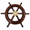 Timonă decorativa Giftdeco NC1402A, alamă și lemn, diametru 45 cm, stil retro, nautic