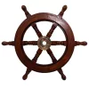 Timonă decorativa Giftdeco NC1402A, alamă și lemn, diametru 45 cm, stil retro, nautic