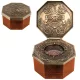 Busolă Hemisferium H44, alamă și lemn, înălțime 5,8 cm, lățime 12,5 cm, stil nautic