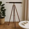 Lunetă Giftdeco, alamă, piele și lemn, lungime 96 cm, stil retro