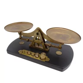   Cântar de bucătărie retro Giftdeco WSB7, alamă și lemn, 25,5 cm