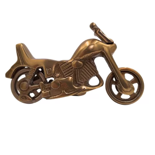 Machetă motocicletă cruiser Giftdeco N-2960, aluminiu, finisaj alamă antică, 17,5 x 10 cm