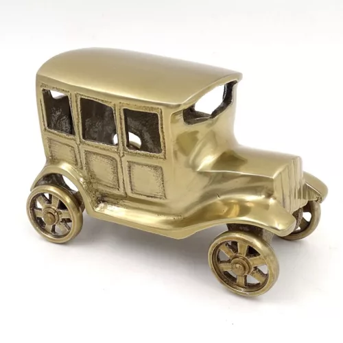 Machetă auto retro Giftdeco N796, metal, finisaj alamă antică, 13,5 x 6,5 x 9 cm
