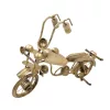 Machetă motocicletă clasică Giftdeco NC1733, metal și lemn, alamă antică și bronz, 32 x 9 x 22 cm