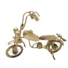 Machetă motocicletă clasică Giftdeco NC1733, metal și lemn, alamă antică și bronz, 32 x 9 x 22 cm