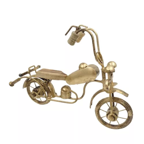 Machetă motocicletă clasică Giftdeco NC1733, metal și lemn, alamă antică și bronz, 32 x 9 x 22 cm