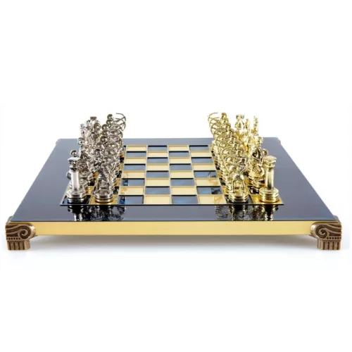 Set sah Manopoulos S15, alamă, metal și lemn, înălțime 54 cm, stil clasic