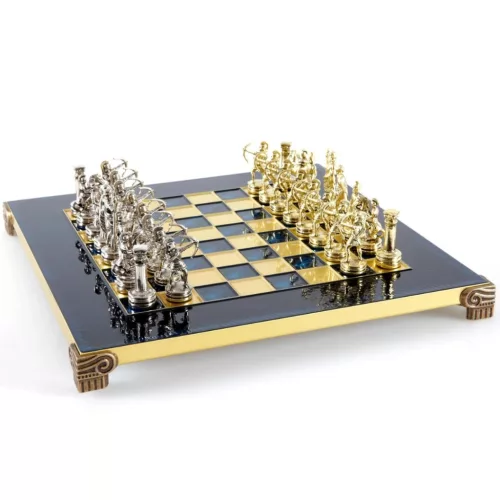 Set sah Manopoulos S15, alamă, metal și lemn, înălțime 54 cm, stil clasic