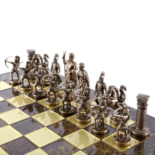 Set sah Manopoulos S10BBRO, alamă și lemn, înălțime 9,7 cm